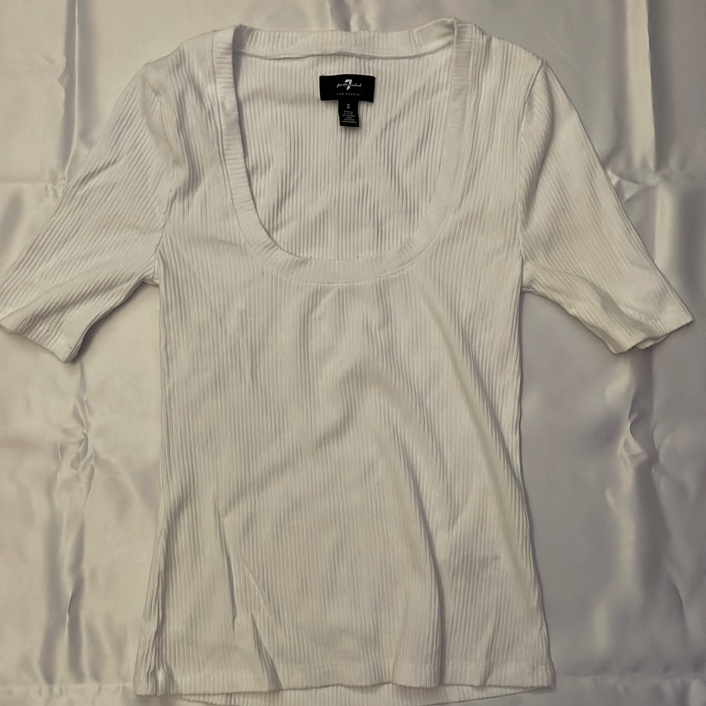 7 For All Mankind Ribbed Scoop Neck Tee
